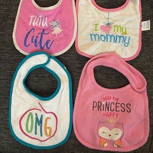 4 baby girl bibs